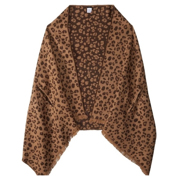 J. Crew Reversible Poncho Wrap Leopard EUC - Picture 2 of 9